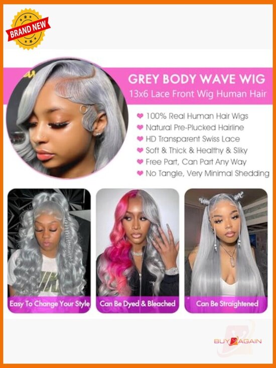 13x6 Lace Front Wig Human Hair 180 Density Pre Plucked Glueless Body Wave 22 main image 4